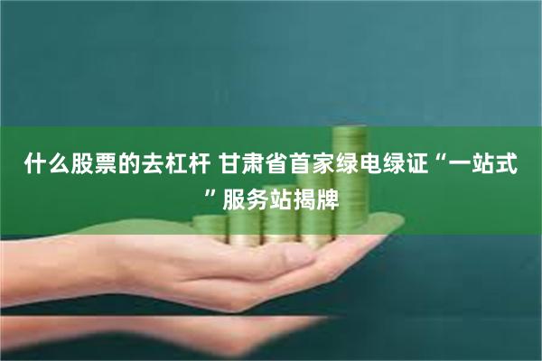 什么股票的去杠杆 甘肃省首家绿电绿证“一站式”服务站揭牌