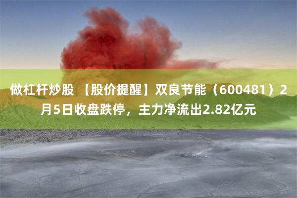 做杠杆炒股 【股价提醒】双良节能（600481）2月5日收盘跌停，主力净流出2.82亿元